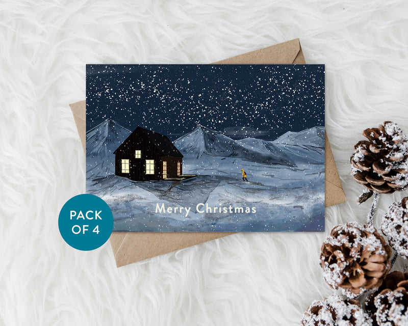 Icelandic Cabin Christmas - Pack of 4 | Christmas Card Set