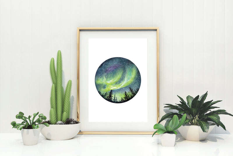 Northern Lights Giclée Watercolour Art Print