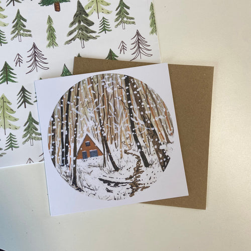 A-Frame Cabin Greetings Card