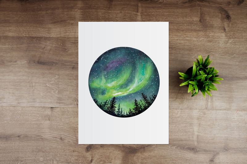 Northern Lights Giclée Watercolour Art Print