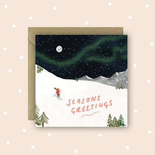 Skiing Holiday Christmas Card