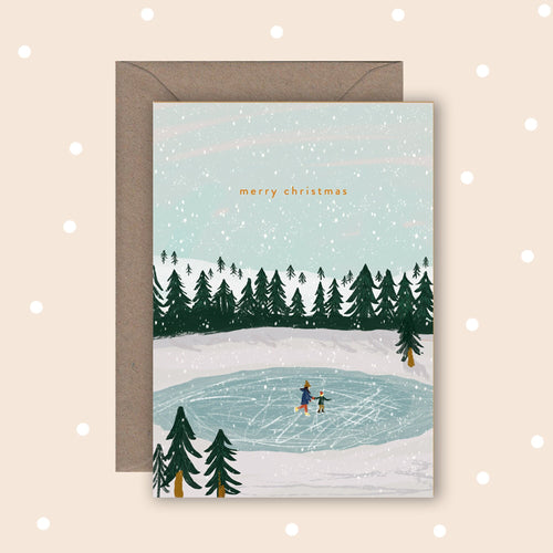 Ice Skating Lake Christmas Card