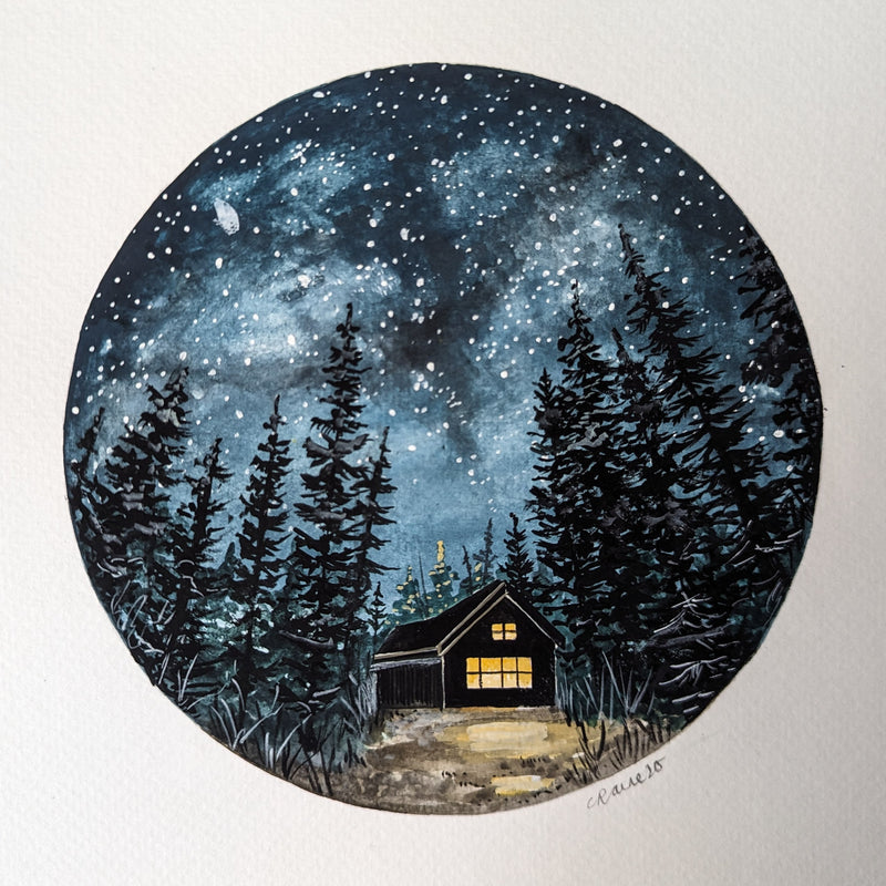 Cabin Under The Stars Original Painting