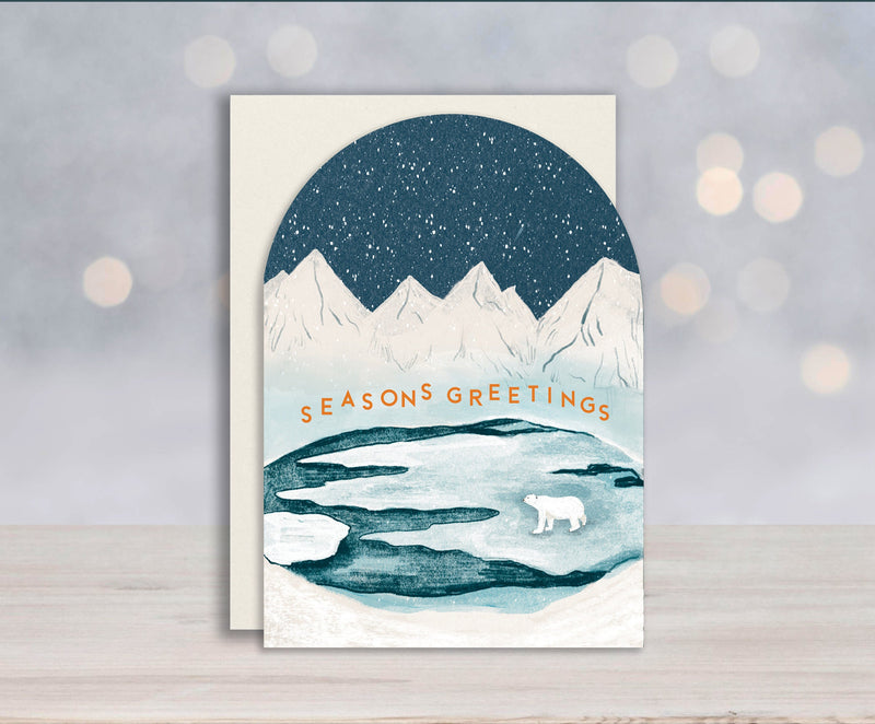 Pack of 4 - Polar Bear Christmas Card