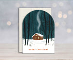 Pack of 4 - Snowglobe Cabin Christmas Card