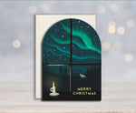Pack of 4 - Christmas Window Aurora Card