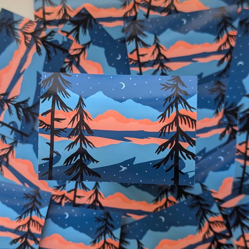 Forest Sunset Vinyl Sticker