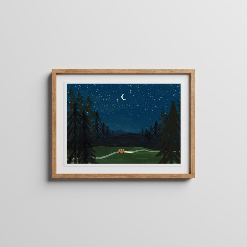 Campervan Night Driving Art Print