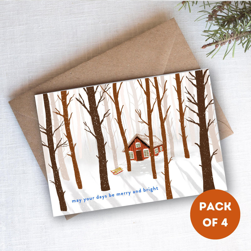 Merry & Bright Christmas Card - Pack of 4