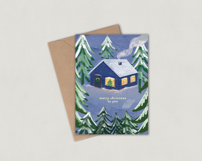 Pack of 4 - Cosy Cabin Christmas Cards