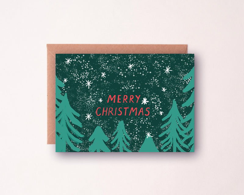 Starry Forest Christmas Card | Illustrated Christmas Card