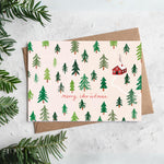 Cabin in the  Forest Christmas Card | Illustrated Christmas Card