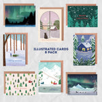 Pack of 8 Illustrated Christmas Cards