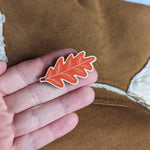 Oak Leaf Wooden Pin Brooch
