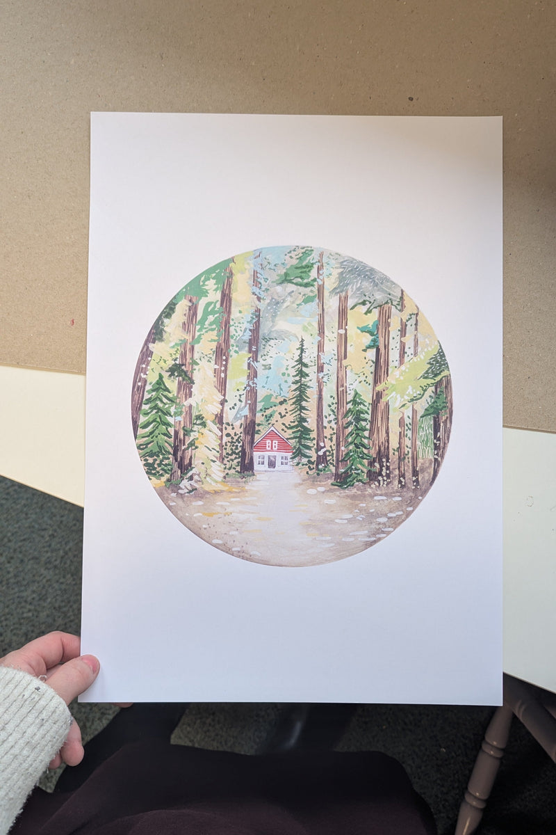 Cabin In The Woods A3 Art Print