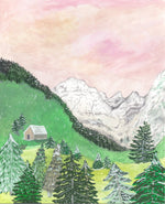 Austrian Tyrol Watercolour Mountain Print