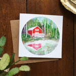 Red Cabin Greetings Card