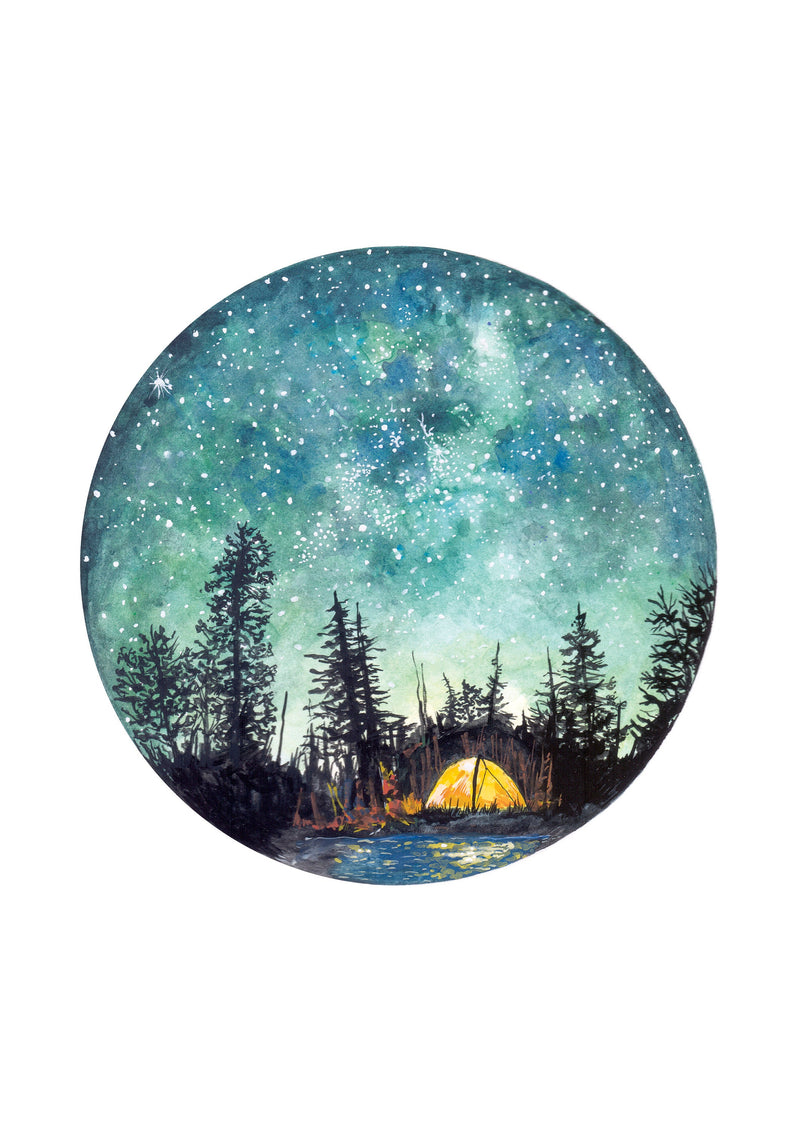 Camping at Night Giclée Watercolour Art Print