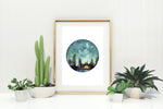 Camping at Night Giclée Watercolour Art Print