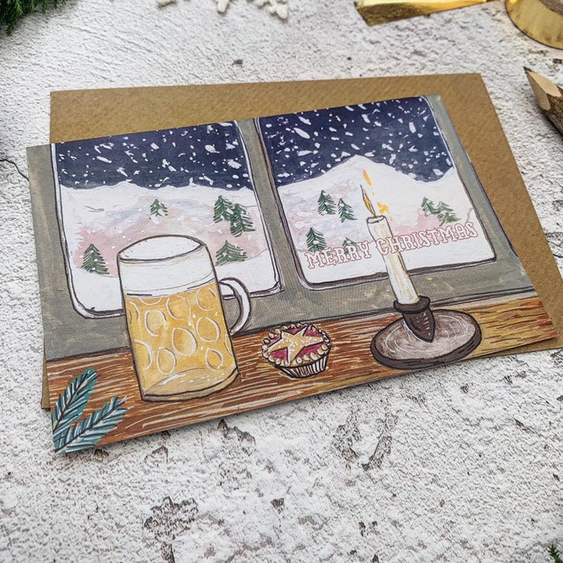 Beer & Mince Pie Christmas Card