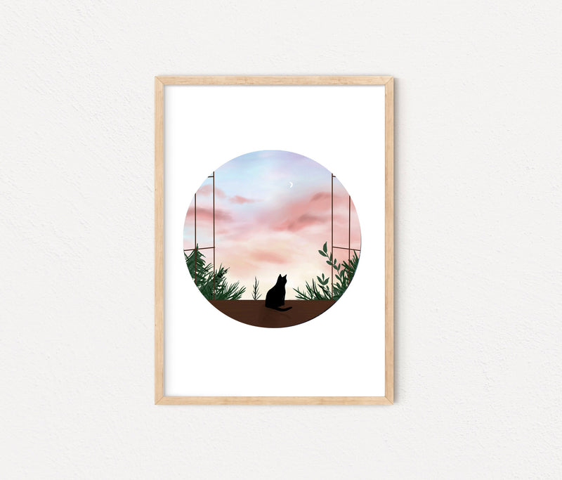Cat in the Window Print