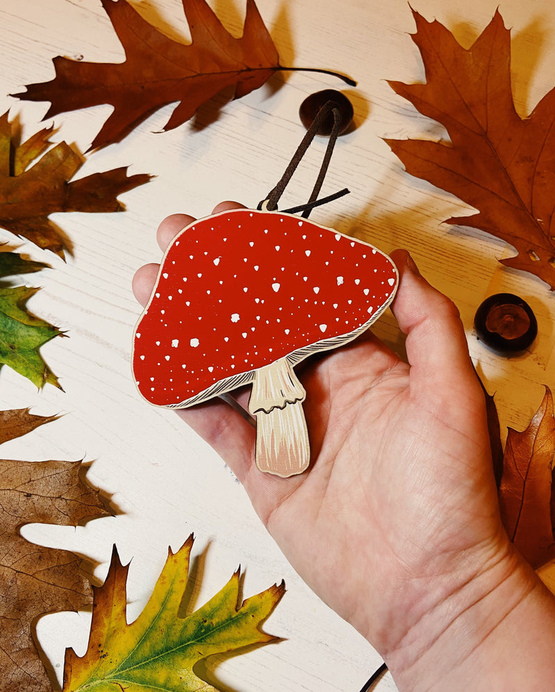 Toadstool Wooden Christmas Decoration