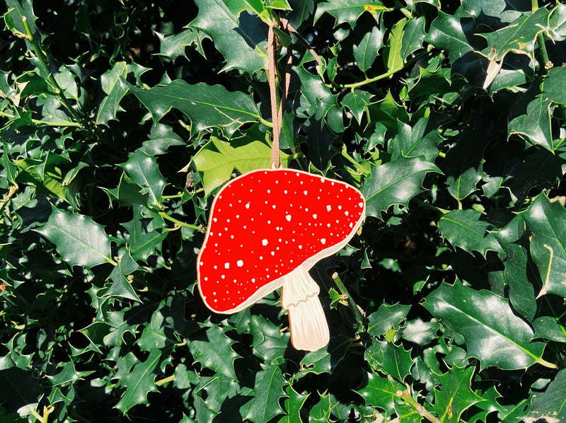 Toadstool Wooden Christmas Decoration