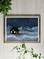 Snowy Cabin Art Print
