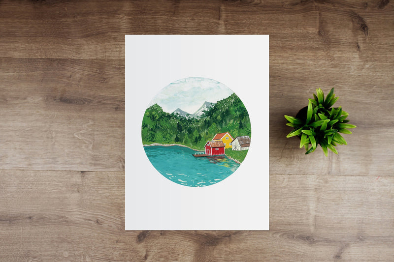 Nordic Boathouse Art Print