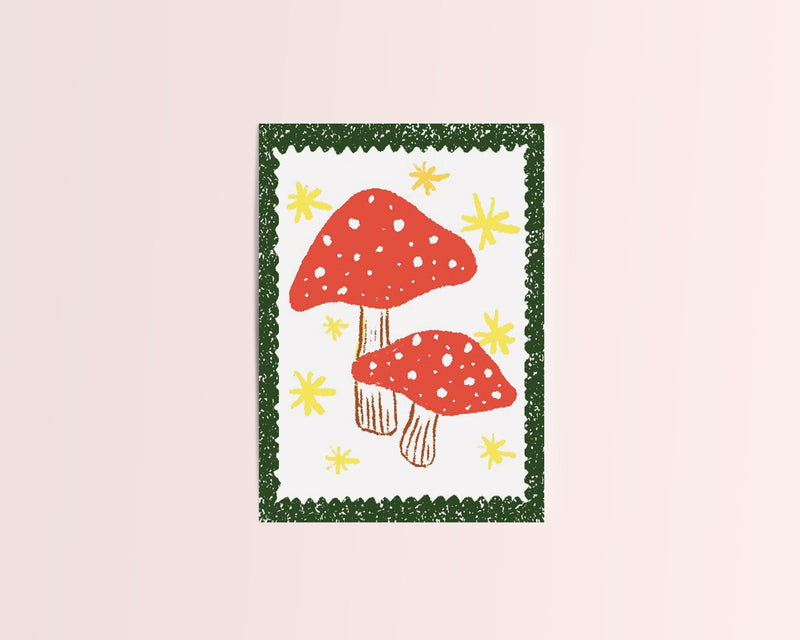 Toadstool Illustrated Postcard