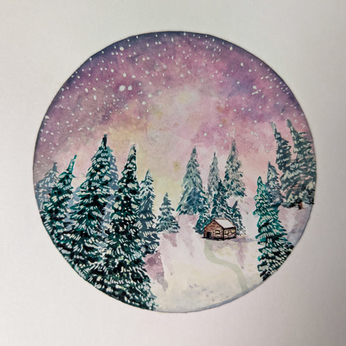 Winter Cabin #3 Original Painting