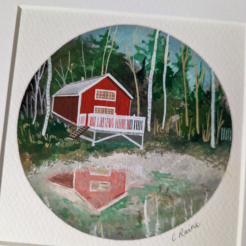 Red Cabin Original Painting