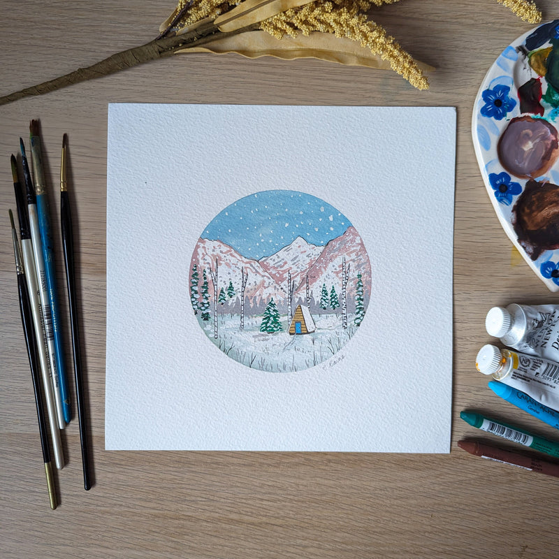 Winter Cabin #2 Original Painting