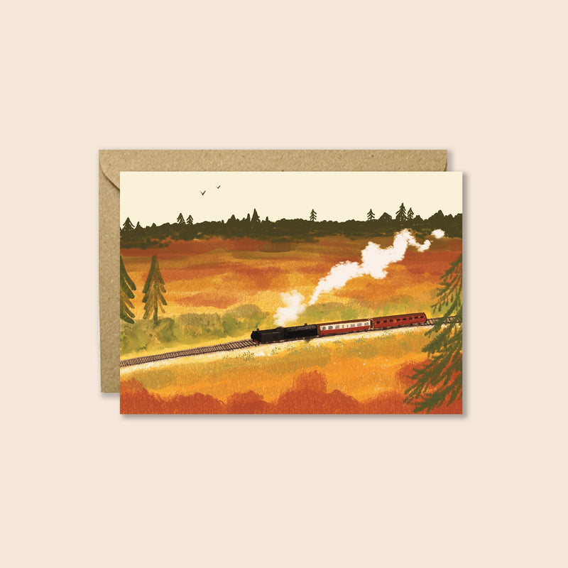 Steam Train in Autumn Card